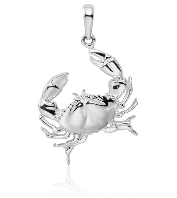 925 Sterling Silver Stone Crab Claw Necklace Chain Pendant Charm