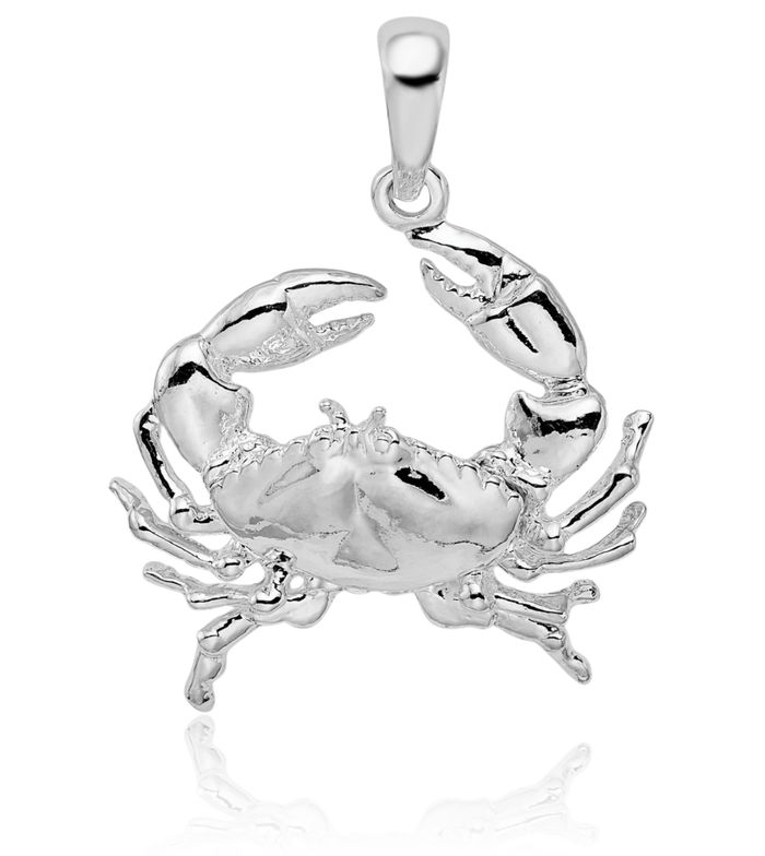 925 Sterling Silver Stone Crab Claw Necklace Chain Pendant Charm