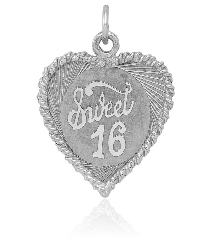 925 Sterling Silver Sweet 16 Years Old Birthday Disc Necklace Chain Pendant Charm