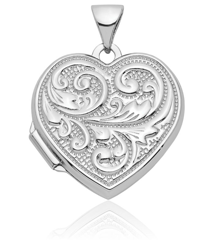 925 Sterling Silver Swirled Love You Always Heart Personalized Photo Locket Necklace Picture Pendant Charm