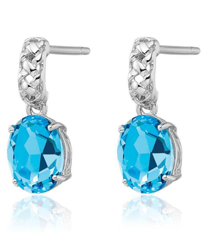 925 Sterling Silver Swiss Blue Topaz Drop Dangle Earrings