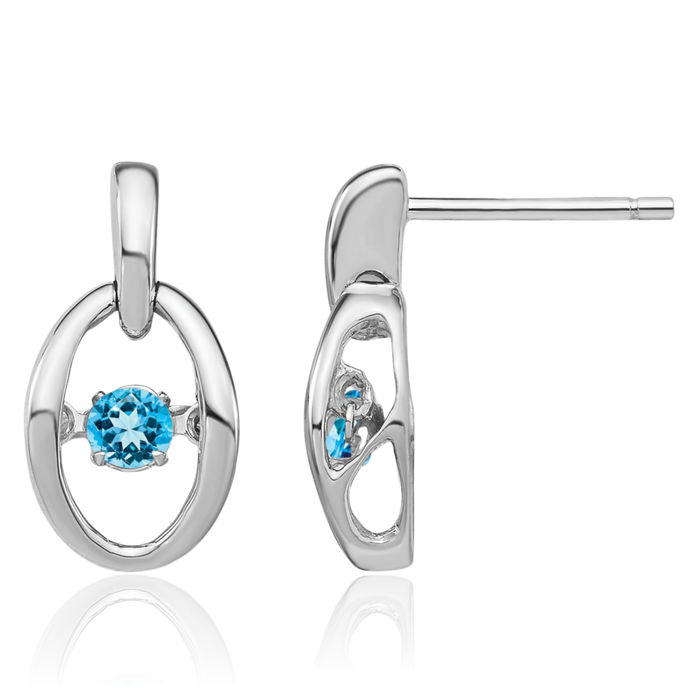 925 Sterling Silver Swiss Blue Topaz Drop Dangle Earrings December Birthstone Jewelry