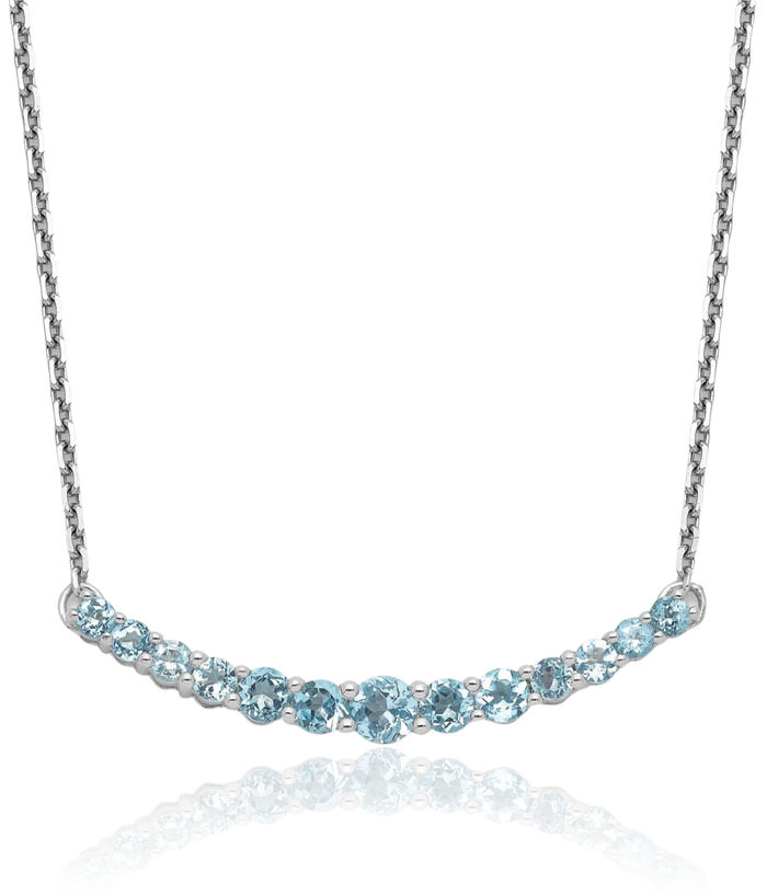 925 Sterling Silver Swiss Blue Topaz Pendant Necklace