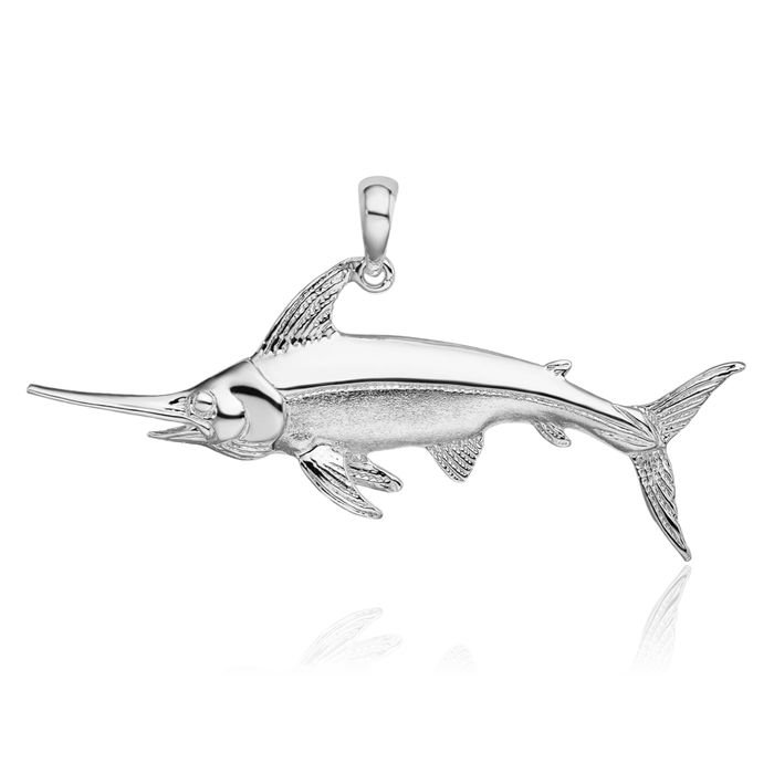 925 Sterling Silver Swordfish Necklace Chain Pendant Charm