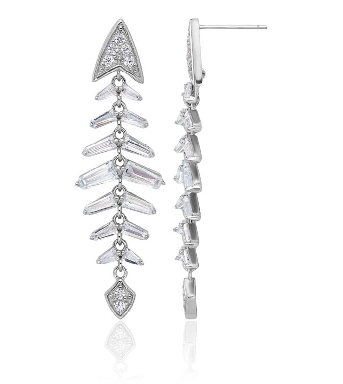 925 Sterling Silver Tapered Baguette Cut Cubic Zirconia CZ Post Drop Dangle Earrings