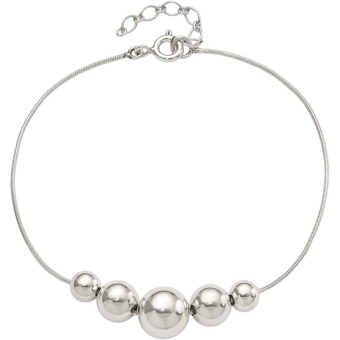 925 Sterling Silver Tapered Round Bead Chain Bracelet