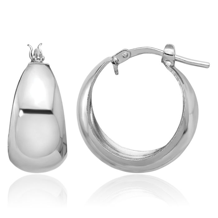 925 Sterling Silver Tapered Round Small Hoop Earrings
