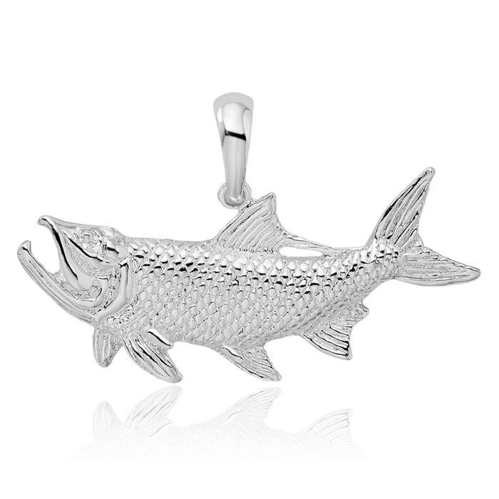 925 Sterling Silver Tarpon Fish Necklace Chain Pendant Charm