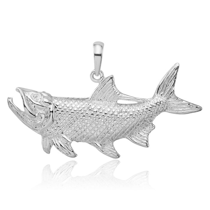 925 Sterling Silver Tarpon Fish Necklace Chain Pendant Charm