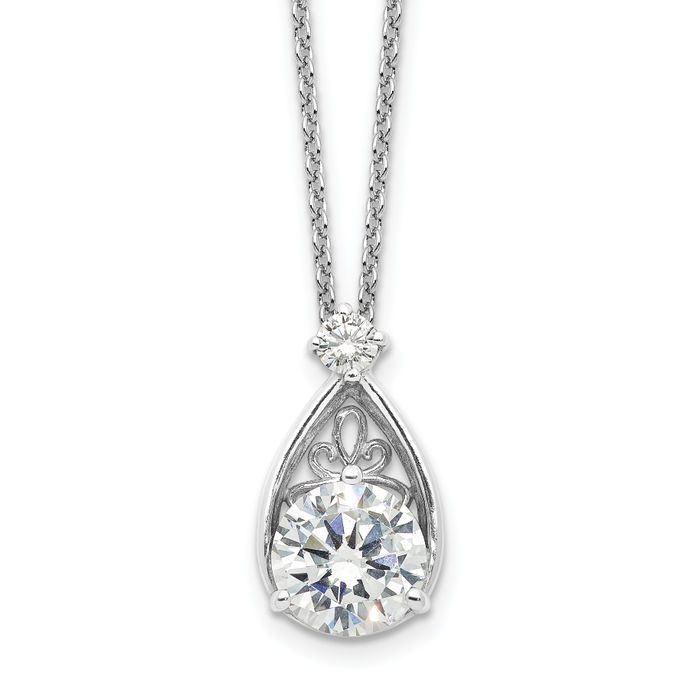 925 Sterling Silver Teardrop Cubic Zirconia CZ Necklace Chain