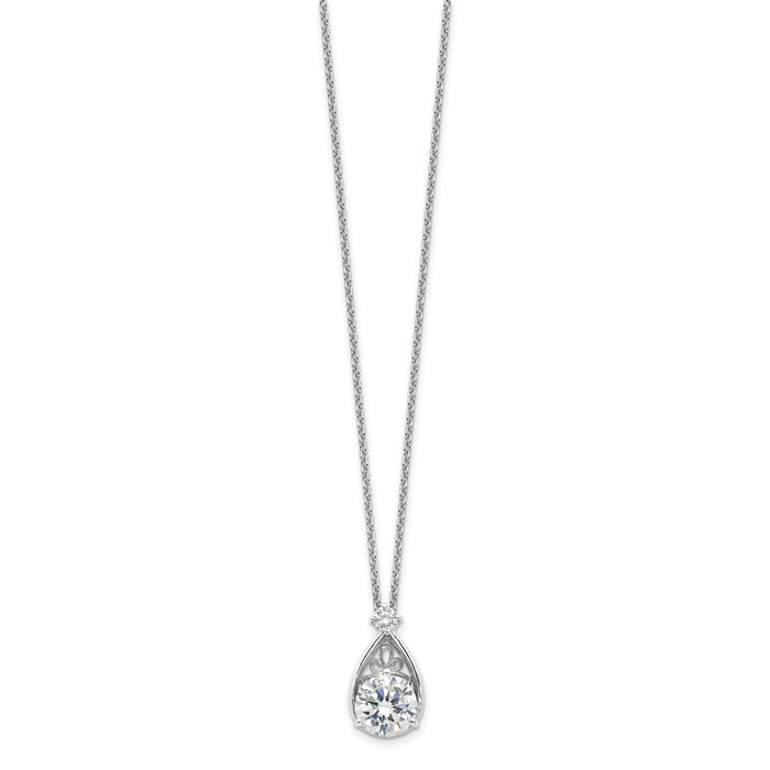 925 Sterling Silver Teardrop Cubic Zirconia CZ Necklace Chain