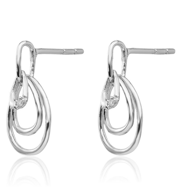 925 Sterling Silver Teardrop Diamond Post Drop Dangle Earrings