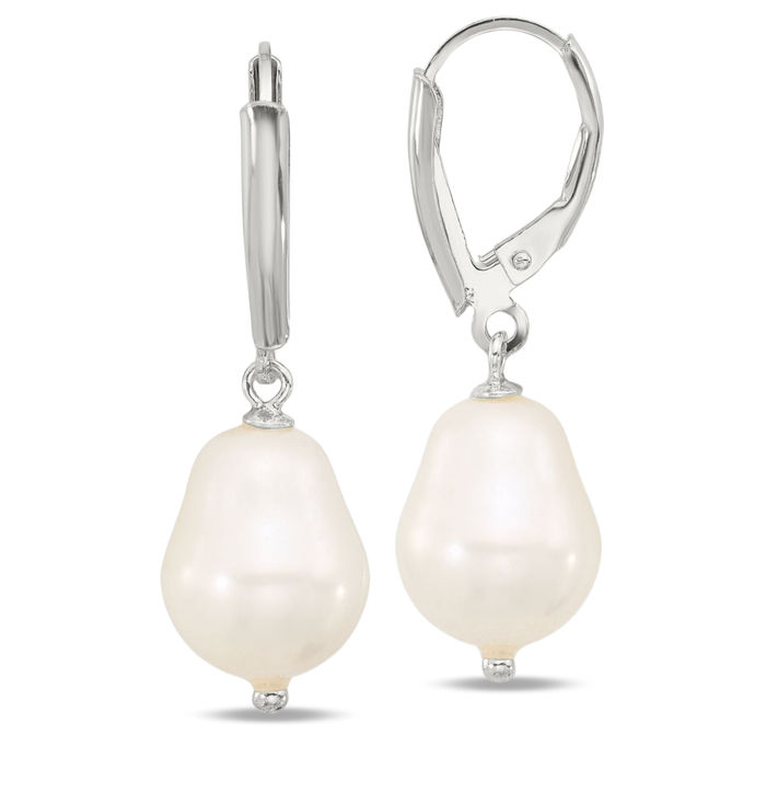 925 Sterling Silver Teardrop Freshwater Cultured Pearl Drop Dangle Earrings