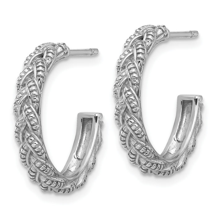 925 Sterling Silver Braided C Hoop Earrings