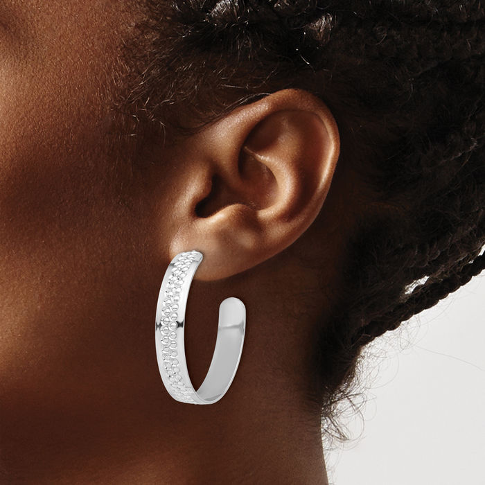 925 Sterling Silver C Hoop Earrings