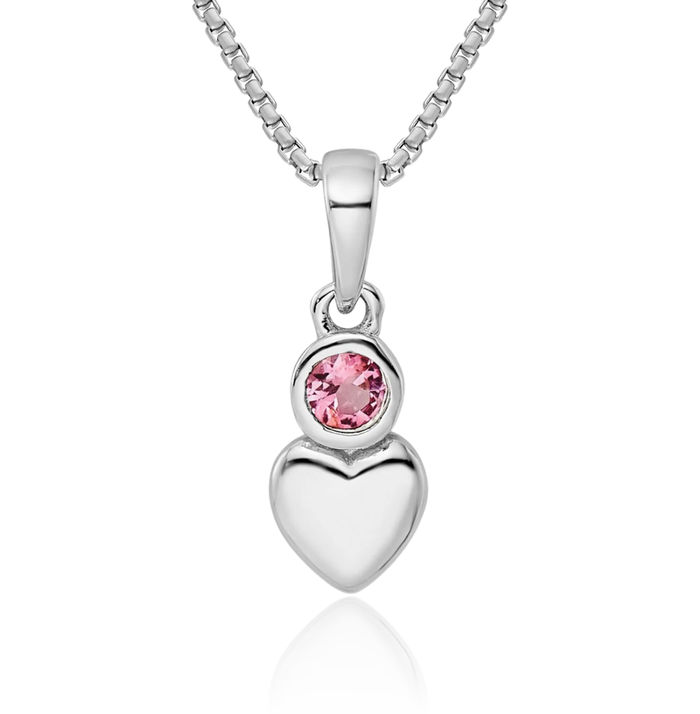 925 Sterling Silver Pink Tourmaline Heart Necklace Gemstone Pendant Charm October Birthstone Jewelry