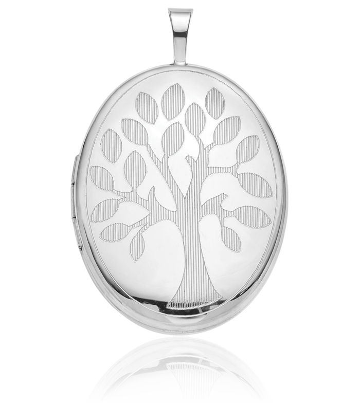 925 Sterling Silver Tree of Life Oval Personalized Photo Locket Necklace Picture Pendant Charm