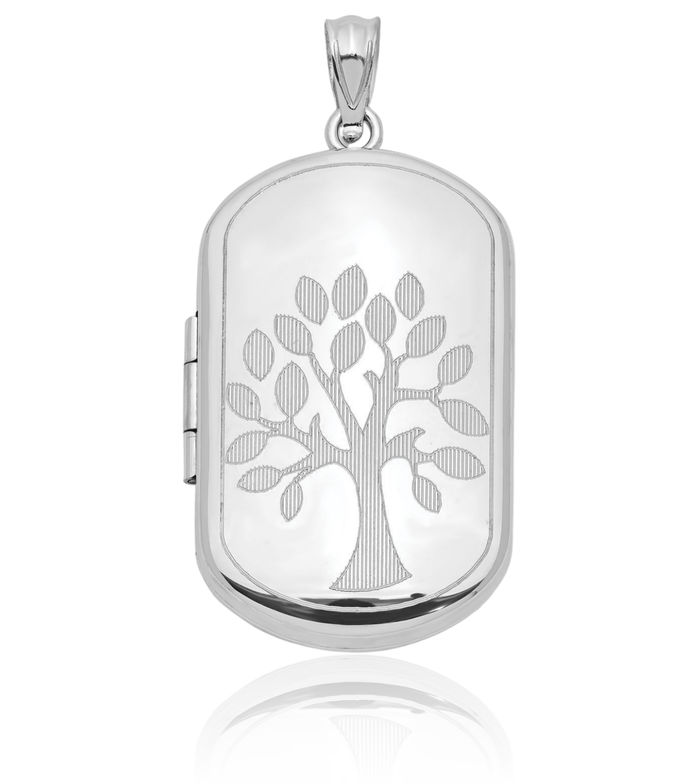 925 Sterling Silver Tree of Life Rectangular Personalized Photo Locket Necklace Picture Pendant Charm