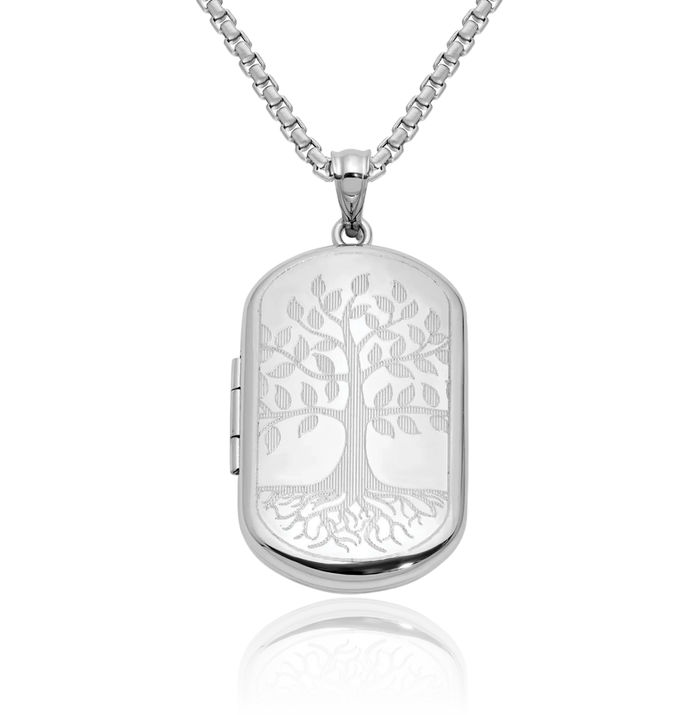 925 Sterling Silver Tree of Life Personalized Photo Locket Necklace Picture Pendant Charm