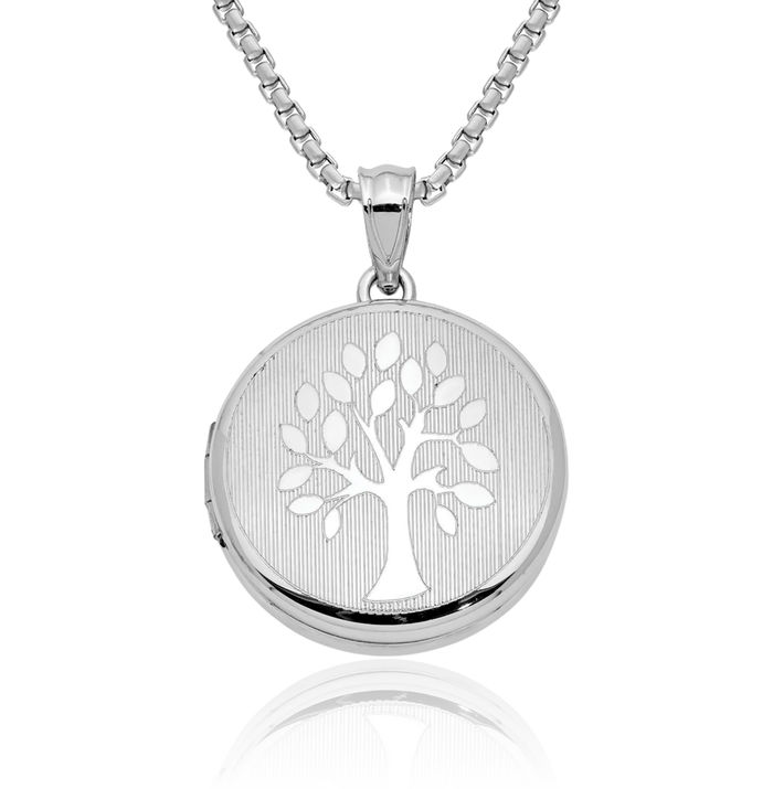 925 Sterling Silver Tree of Life Round Personalized Photo Locket Necklace Picture Pendant Charm