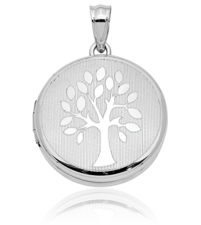 925 Sterling Silver Tree of Life Round Personalized Photo Locket Necklace Picture Pendant Charm