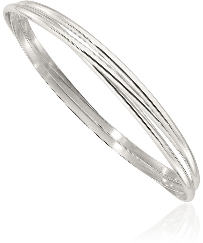 925 Sterling Silver Triple Slip On Bangle Bracelet