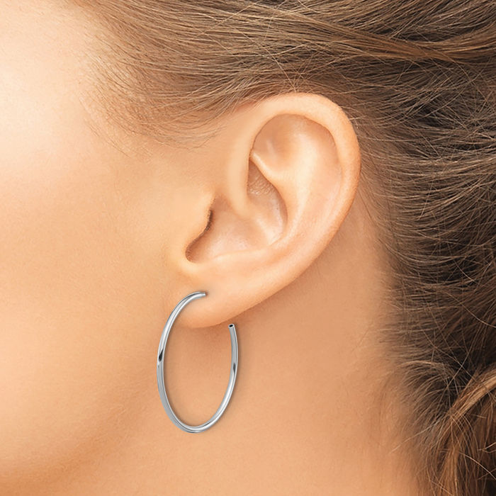 925 Sterling Silver Tube C Hoop Earrings