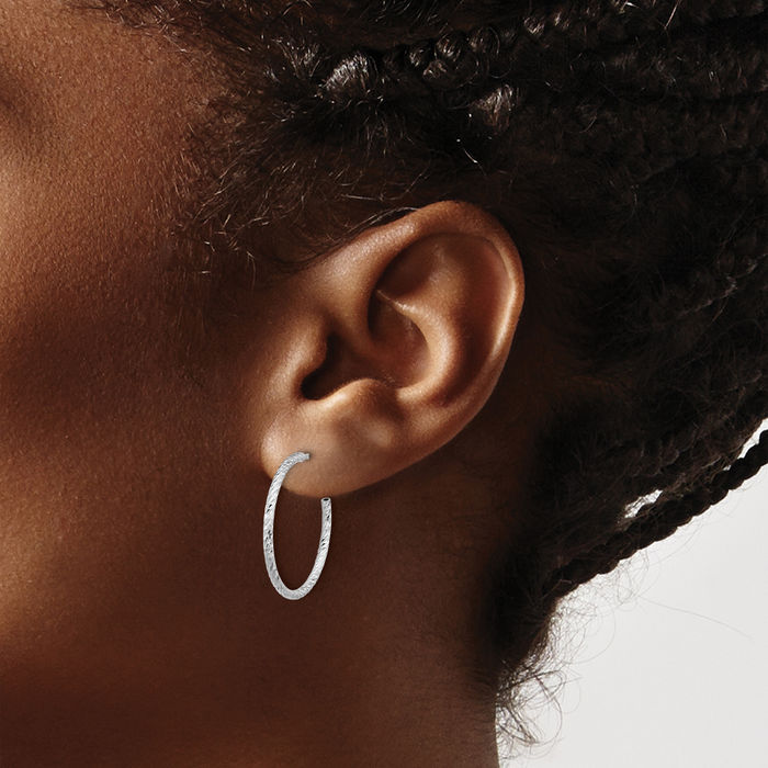 925 Sterling Silver Tube C Hoop Earrings