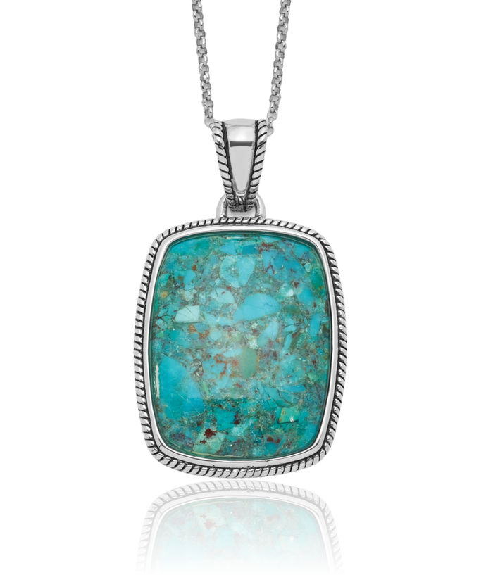 925 Sterling Silver Vintage Blue Turquoise Necklace Chain