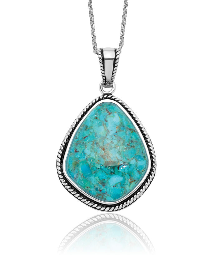 925 Sterling Silver Vintage Blue Turquoise Necklace Chain