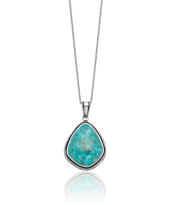 925 Sterling Silver Vintage Blue Turquoise Necklace Chain