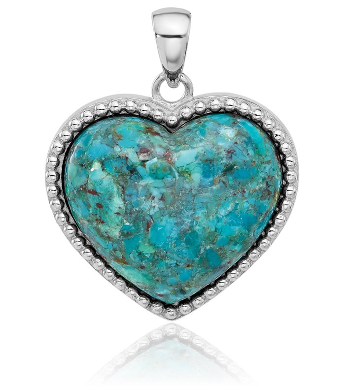 925 Sterling Silver Blue Turquoise Heart Necklace Love Pendant Charm