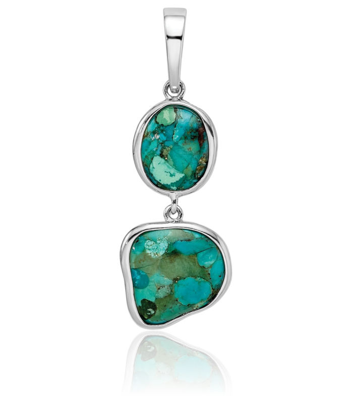 925 Sterling Silver Blue Turquoise Necklace Gemstone Pendant Charm