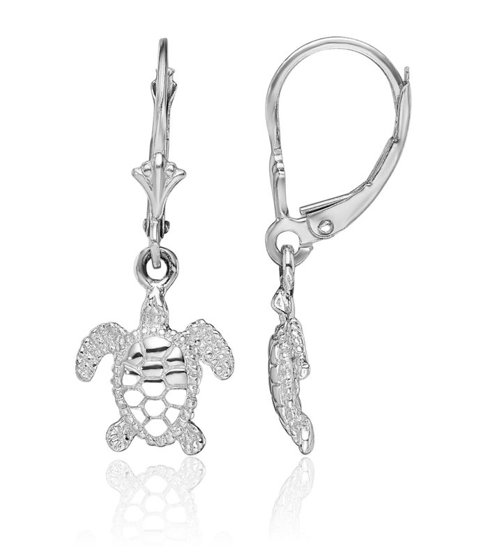 925 Sterling Silver Sea Turtle Drop Dangle Earrings