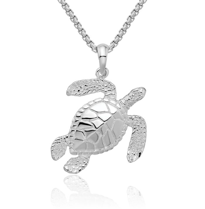 925 Sterling Silver Sea Turtle Necklace Chain Pendant Charm