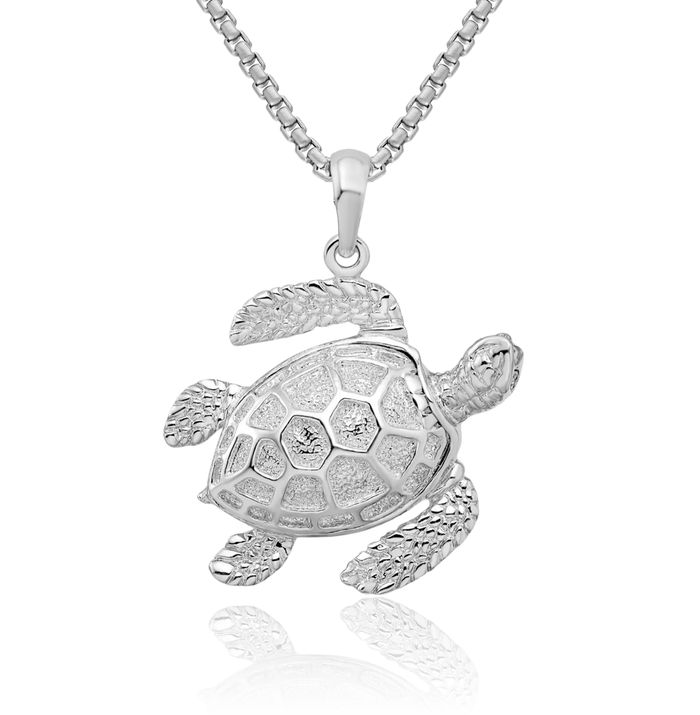 925 Sterling Silver Sea Turtle Necklace Chain Pendant Charm