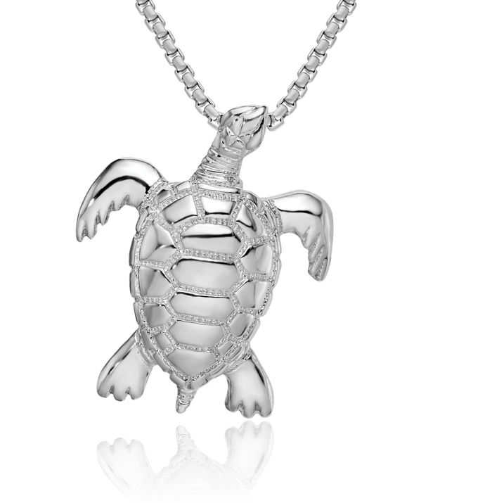 925 Sterling Silver Sea Turtle Slide Necklace Chain Pendant Charm