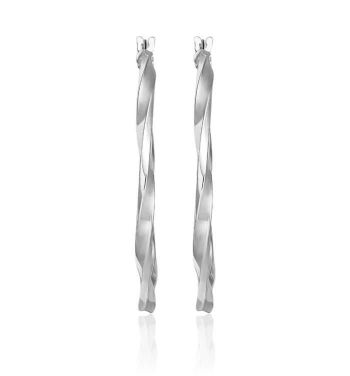 925 Sterling Silver Twisted 2.5x35mm Round Large Hoop Earrings