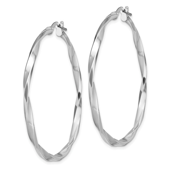 925 Sterling Silver Twisted 2.5x40mm Round Large Hoop Earrings