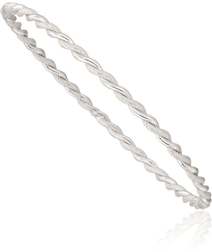 925 Sterling Silver Twisted 3mm Slip On Bangle Bracelet