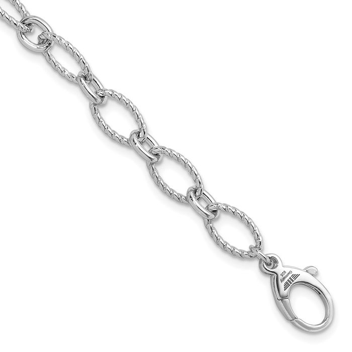 925 Sterling Silver Twisted 7.5mm Oval Link Chain Bracelet