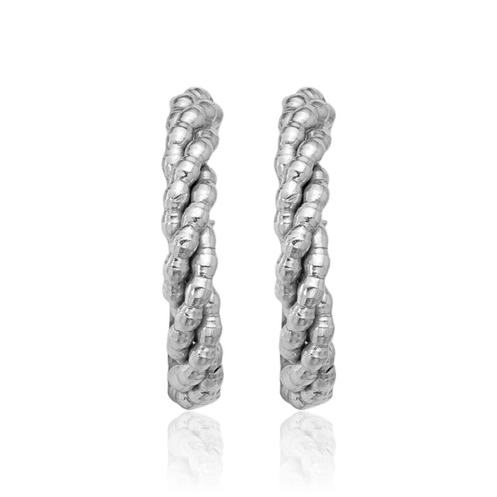 925 Sterling Silver Twisted C Hoop Earrings