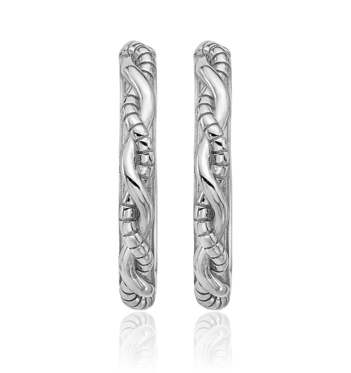 925 Sterling Silver Twisted C Hoop Earrings