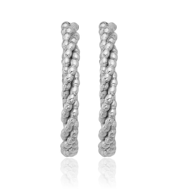 925 Sterling Silver Twisted C Hoop Earrings