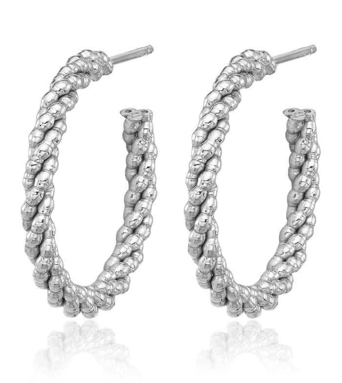 925 Sterling Silver Twisted C Hoop Earrings