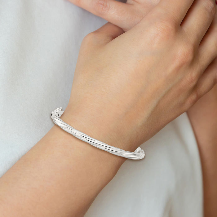 925 Sterling Silver Twisted Bangle Bracelet