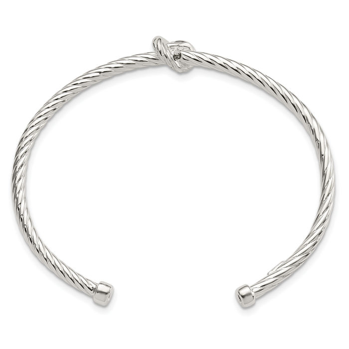 925 Sterling Silver Twisted Love Knot Symbol Cuff Bracelet