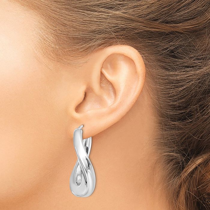 925 Sterling Silver Twisted Oval Large Hoop Earrings