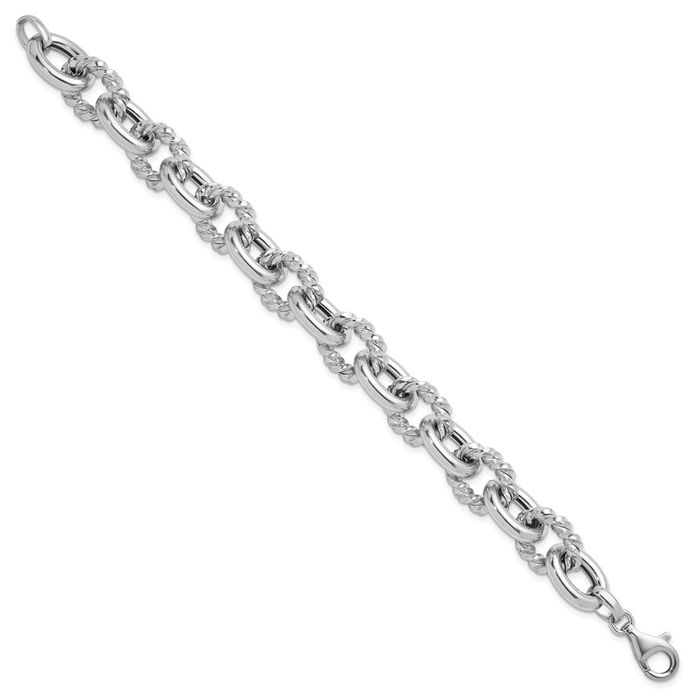 925 Sterling Silver Twisted Oval Cable Rolo Link Chain Bracelet