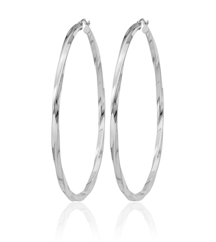 925 Sterling Silver Twisted Round Extra Large Hoop Earrings